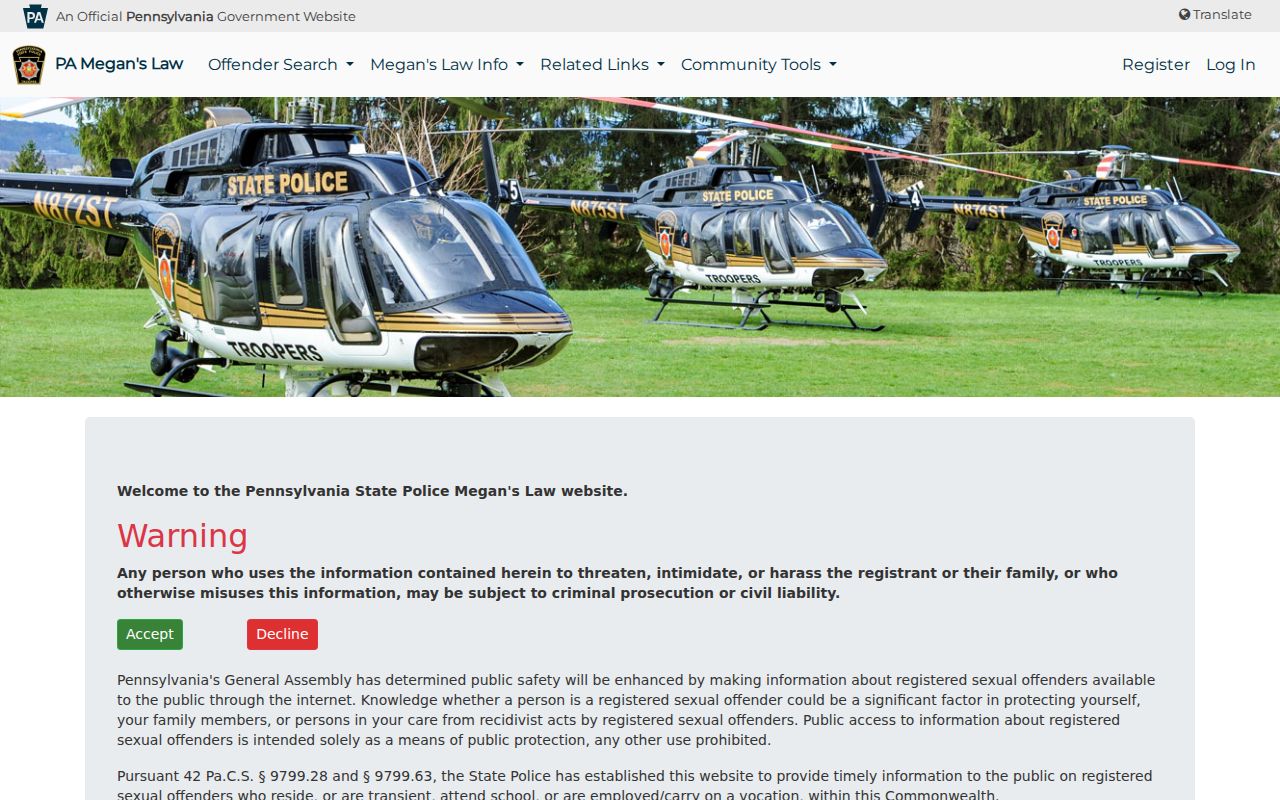 Chambersburg residents directory Pennsylvania public safety registry search