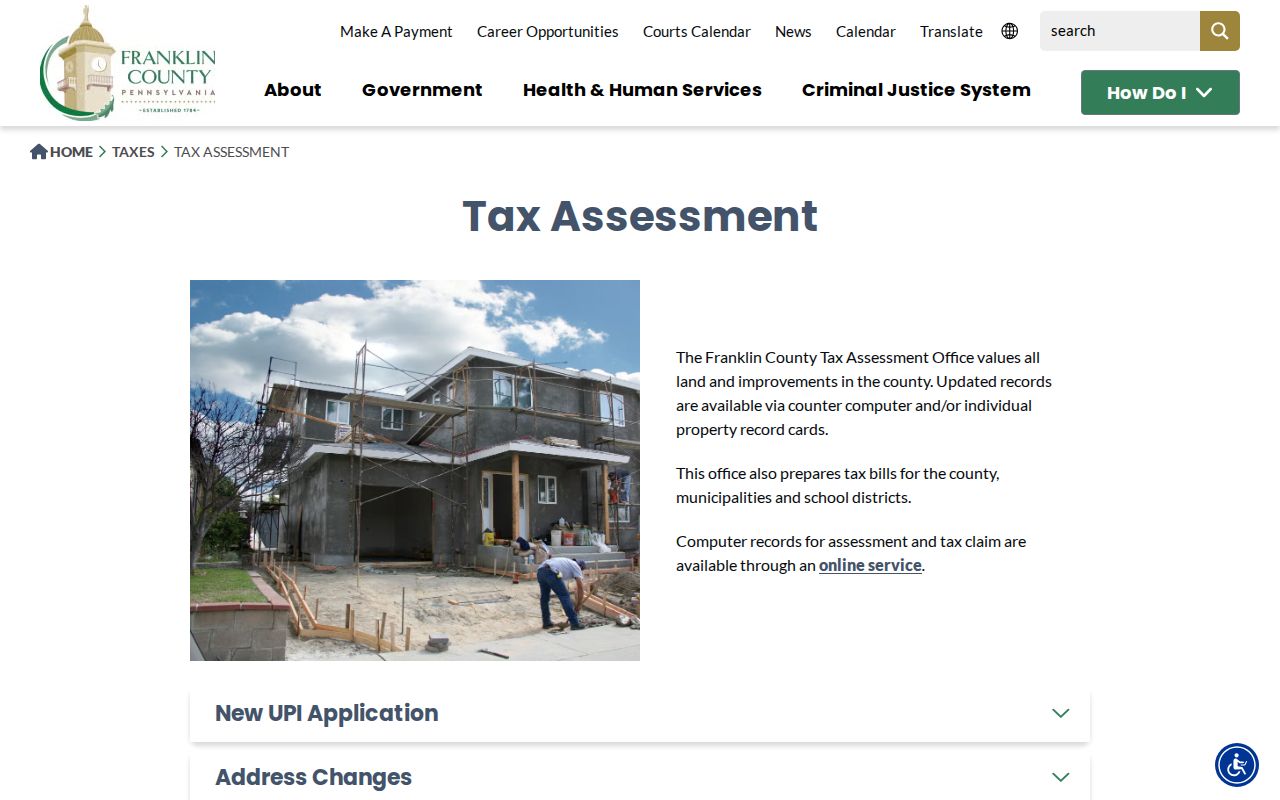 Chambersburg street directory Franklin County tax assessment page