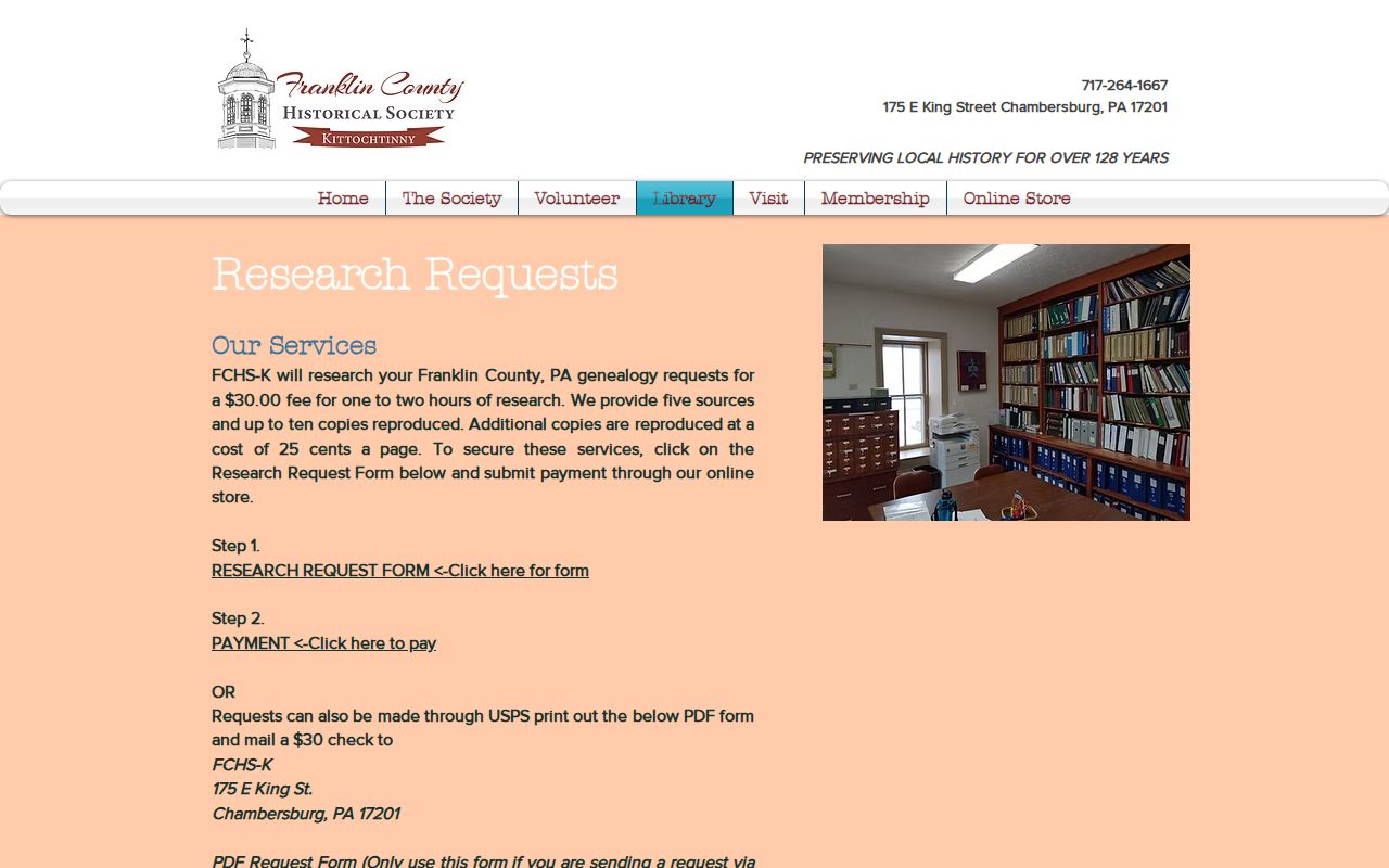 Chambersburg resident lookup research-service source for historical records