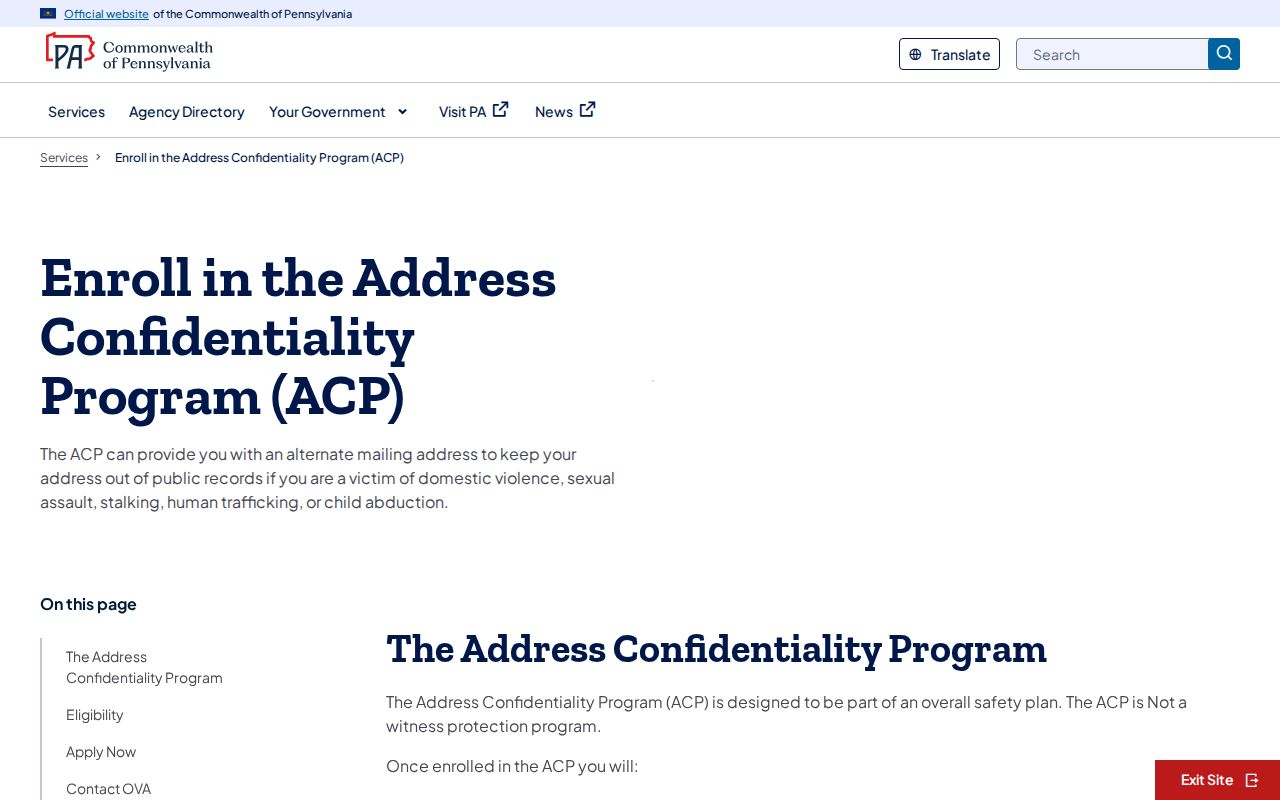 Chambersburg ZIP code research source for Pennsylvania Address Confidentiality Program