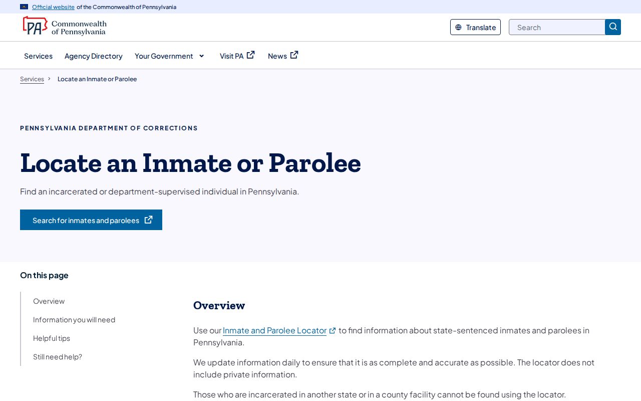 Chambersburg ZIP code research source for Pennsylvania inmate locator limits